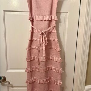 V. Chapman Blush Pink Ruffle-Trim Sundress